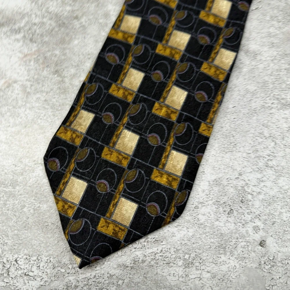 Ermenegildo Zegna‎ 100% Silk Tie Mens One Size Black Made In Italy Necktie